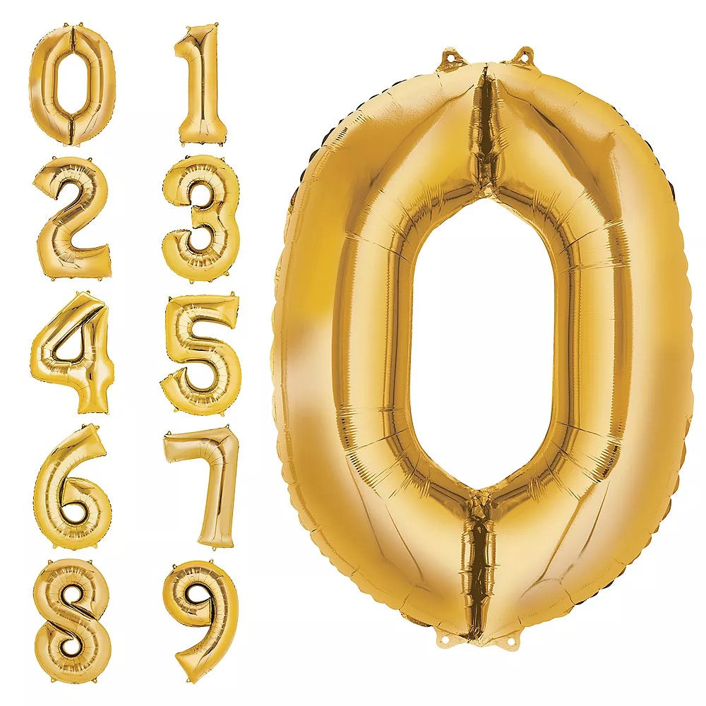 40" Gold Mylar Balloon, #0-9