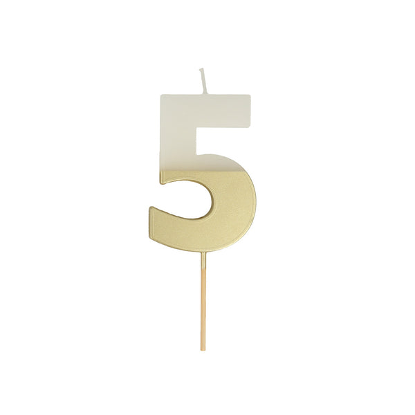 Meri Meri-Number 5 Candle - Gold Dipped