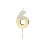 Meri Meri-Number 6 Candle - Gold Dipped