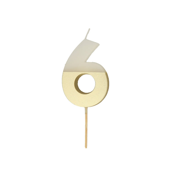 Meri Meri-Number 6 Candle - Gold Dipped