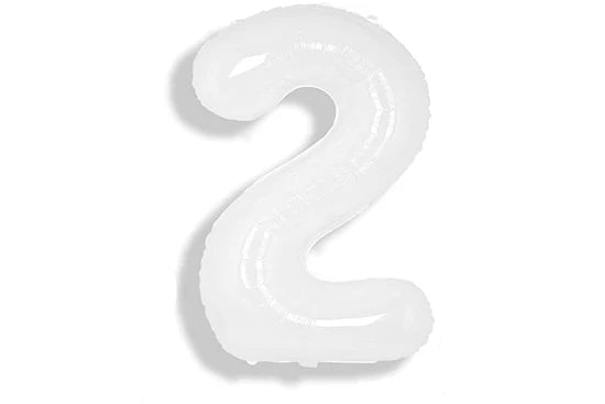 34" White Mylar Balloon Number