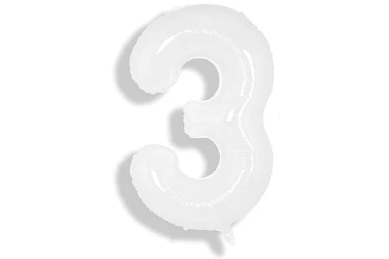 34" White Mylar Balloon Number