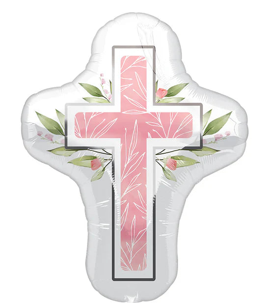 Pink Cross Balloon 28"
