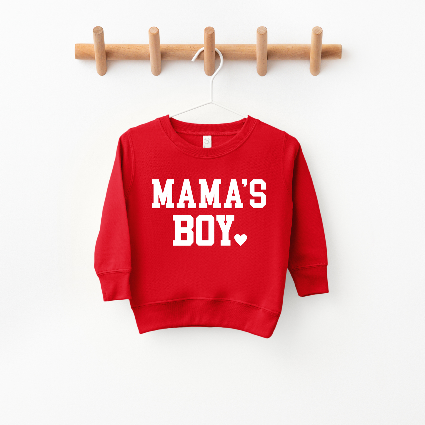 Mama's Boy Kids Valentines Day Sweatshirt: Light Grey / 3T