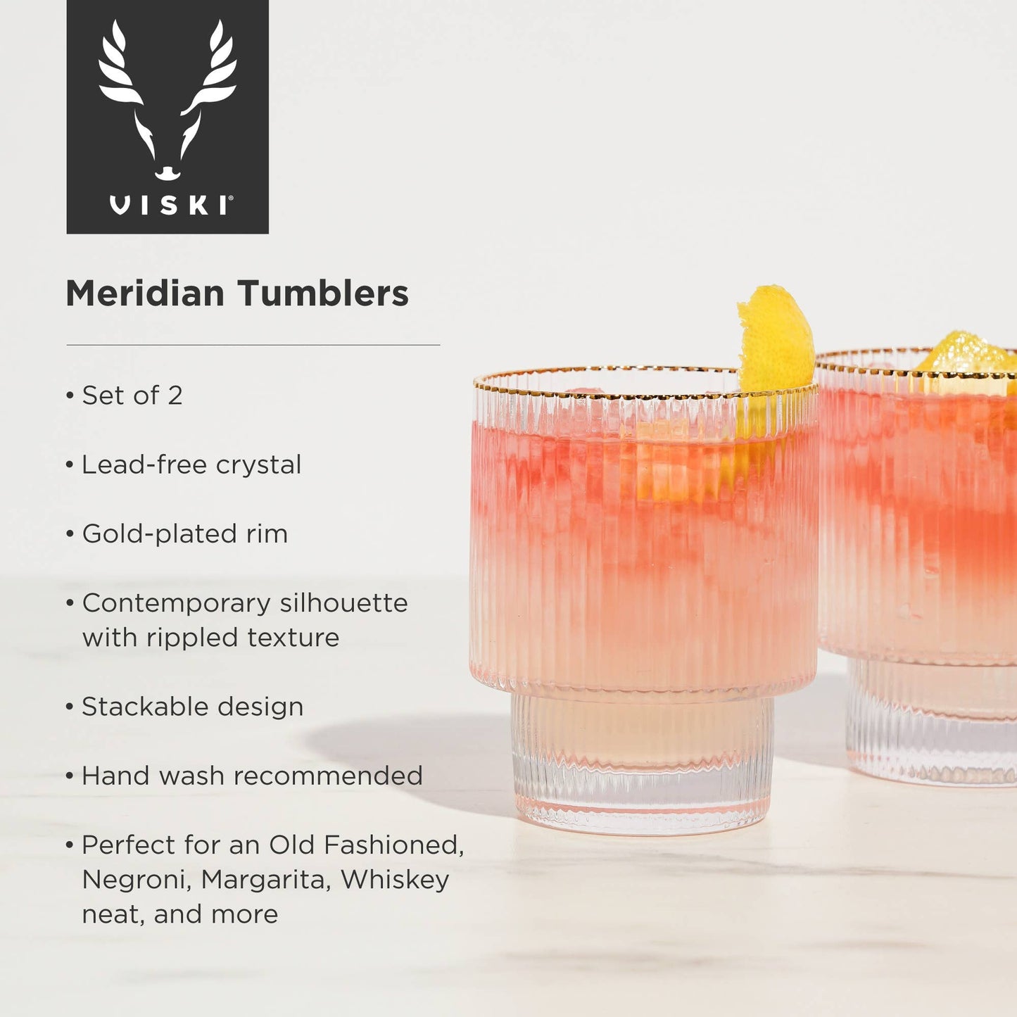 Meridian Gold-Rimmed Crystal Tumblers - Set of 2