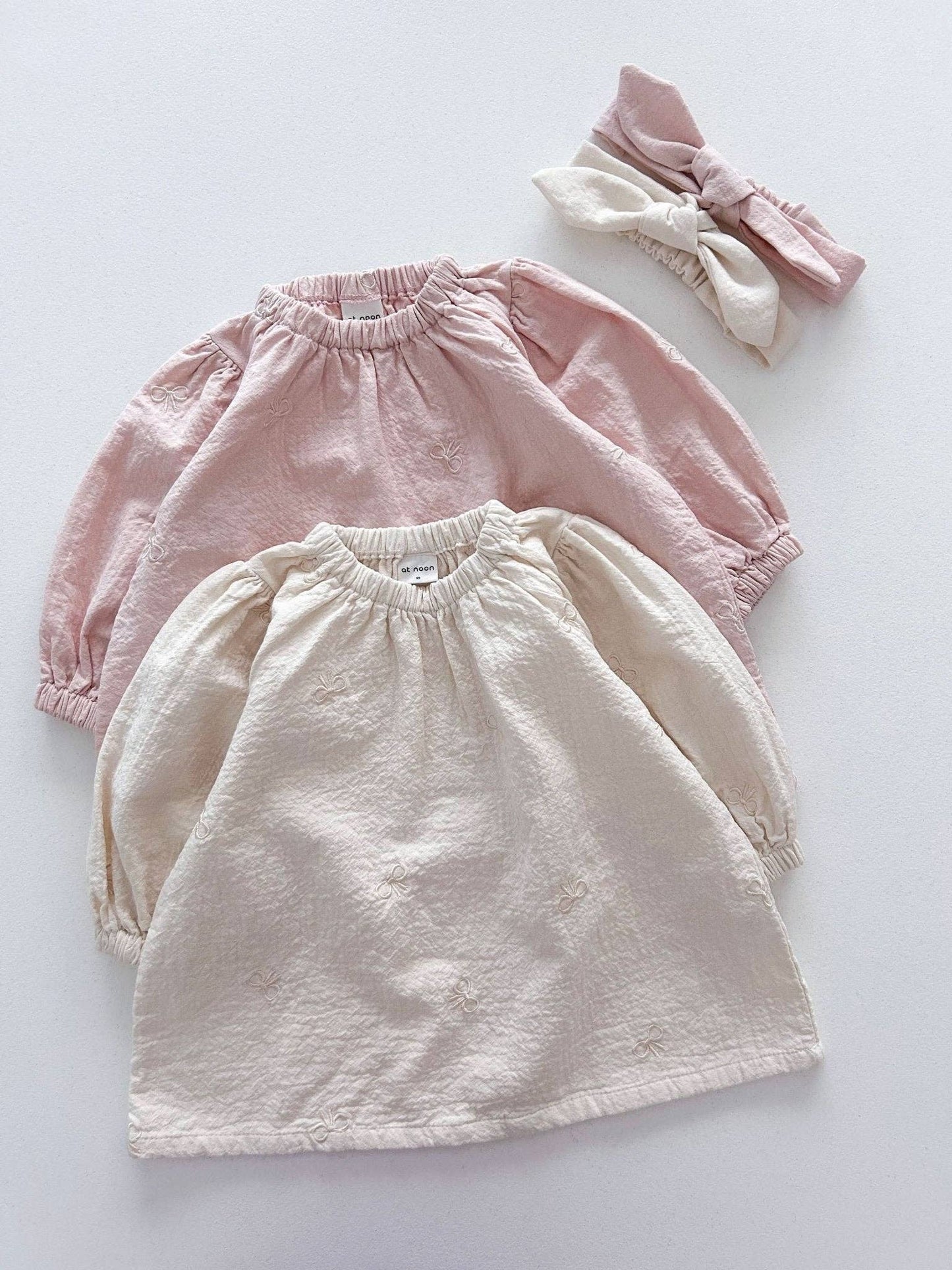 Bow Embroidery Gauze Cotton Dress