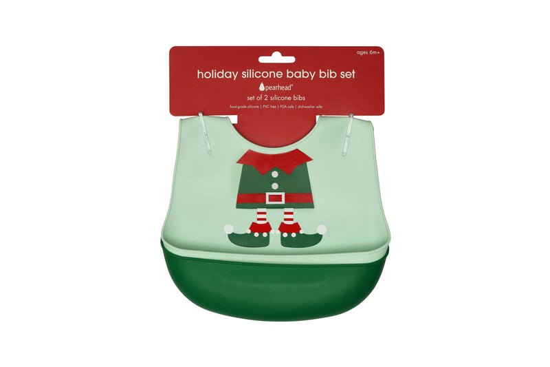 Christmas Elf Baby Silicone Bib Set