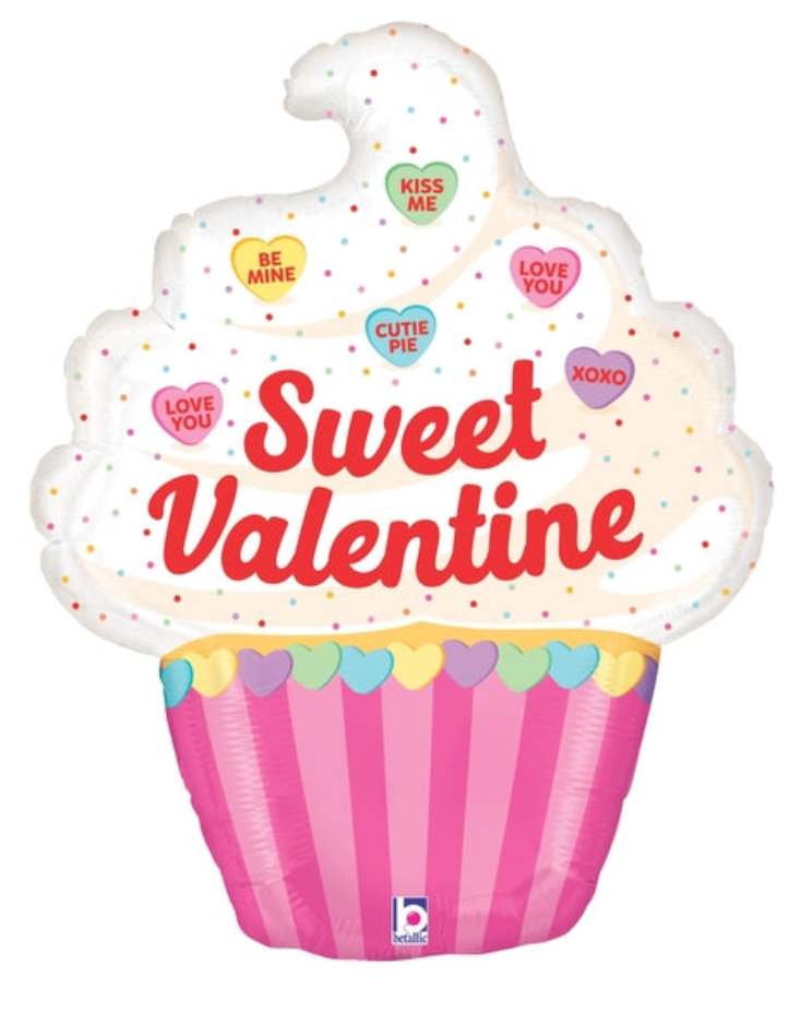 Sweet Valentine Cupcake Balloon - 34"