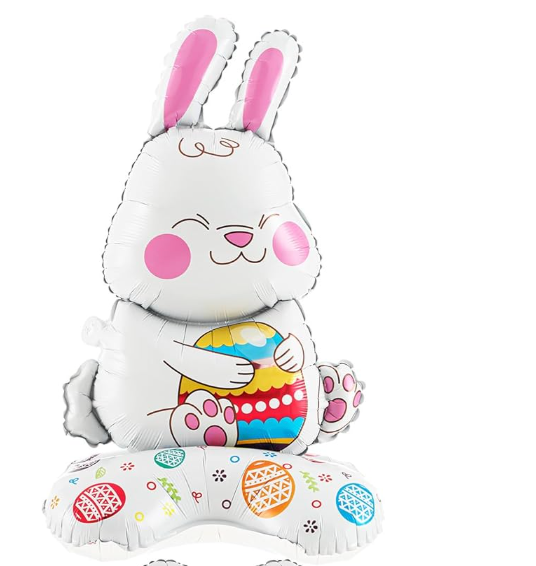 Bunny Holding Egg Balloon