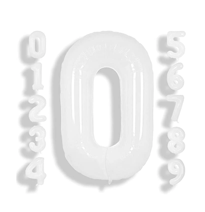 34" White Mylar Balloon Number