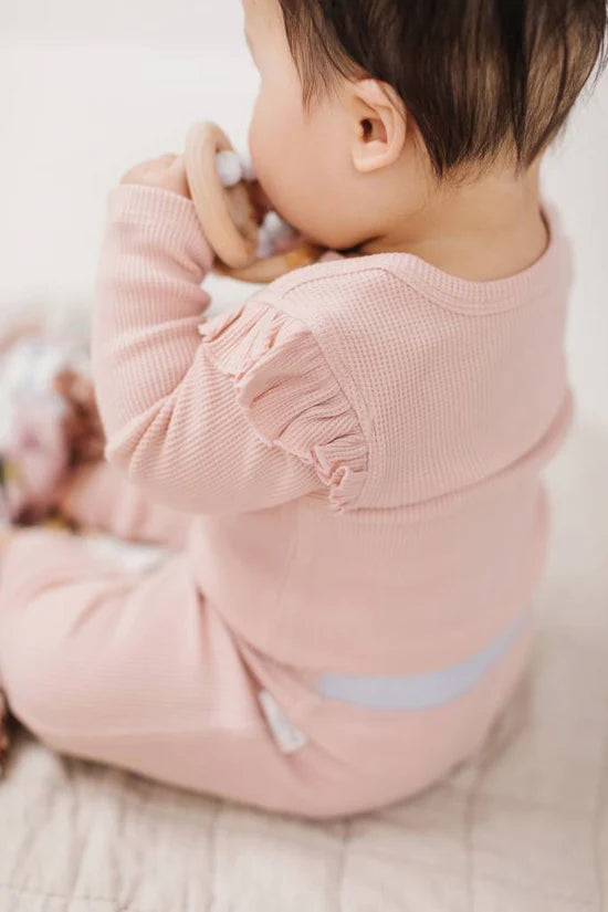 Waffle Long Sleeve - Smoke Rose