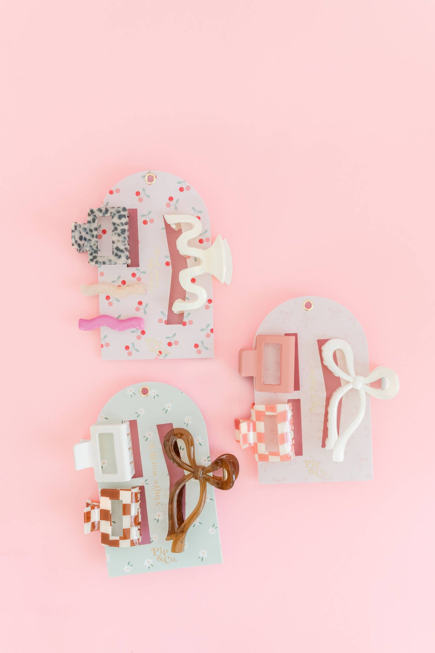 Everyday Chic - Claw Clip Set of 3 – Checker, Cream & Bow