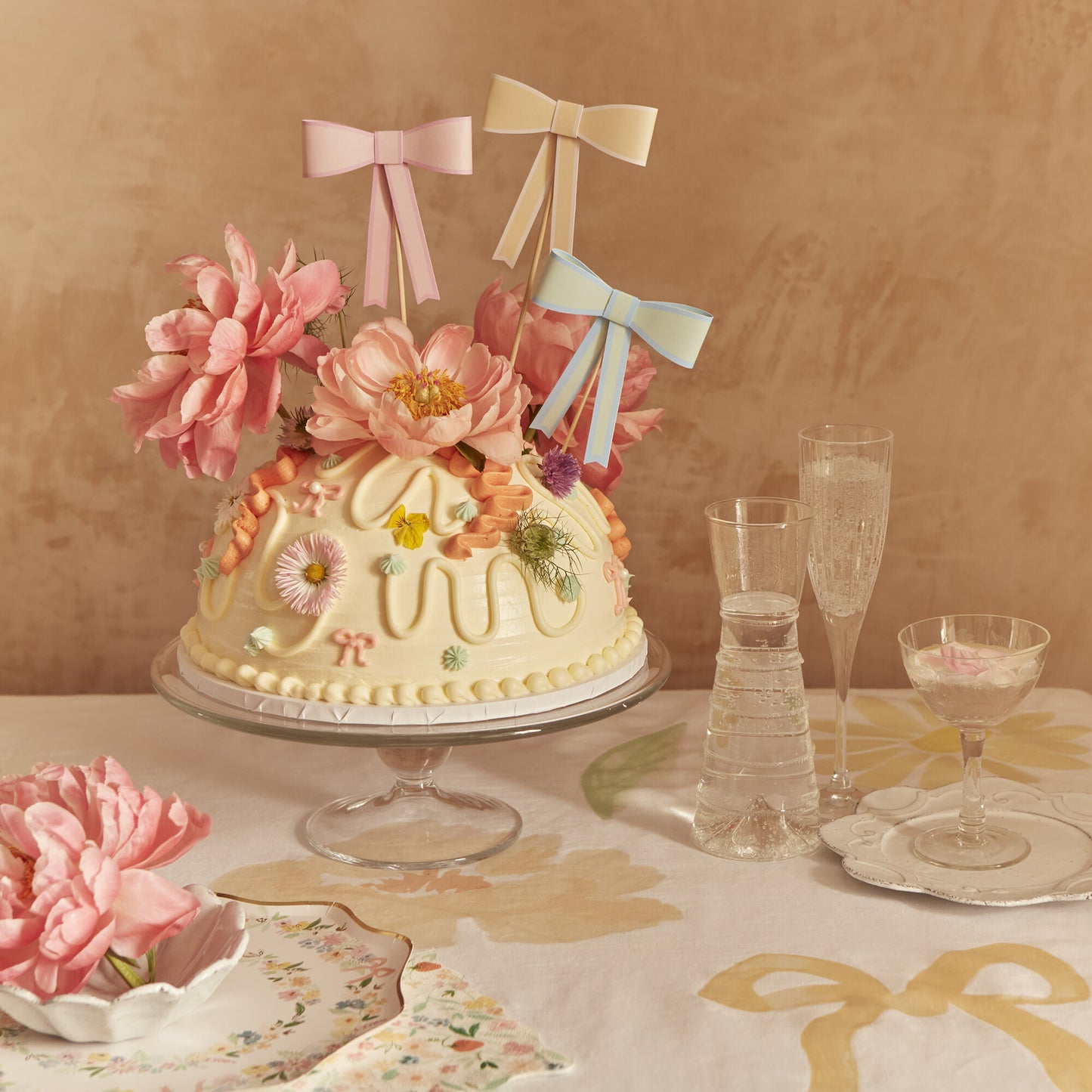 Pastel Bow Cake Topper
