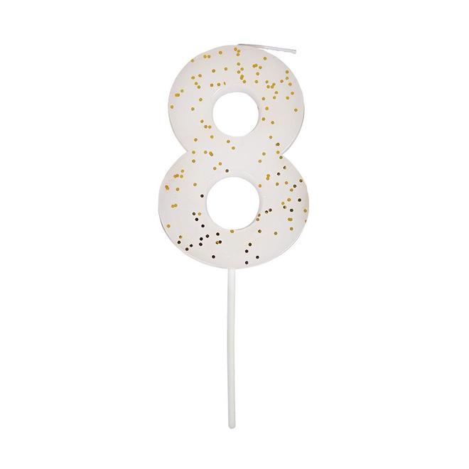 Number 8 Glitter Birthday Candle