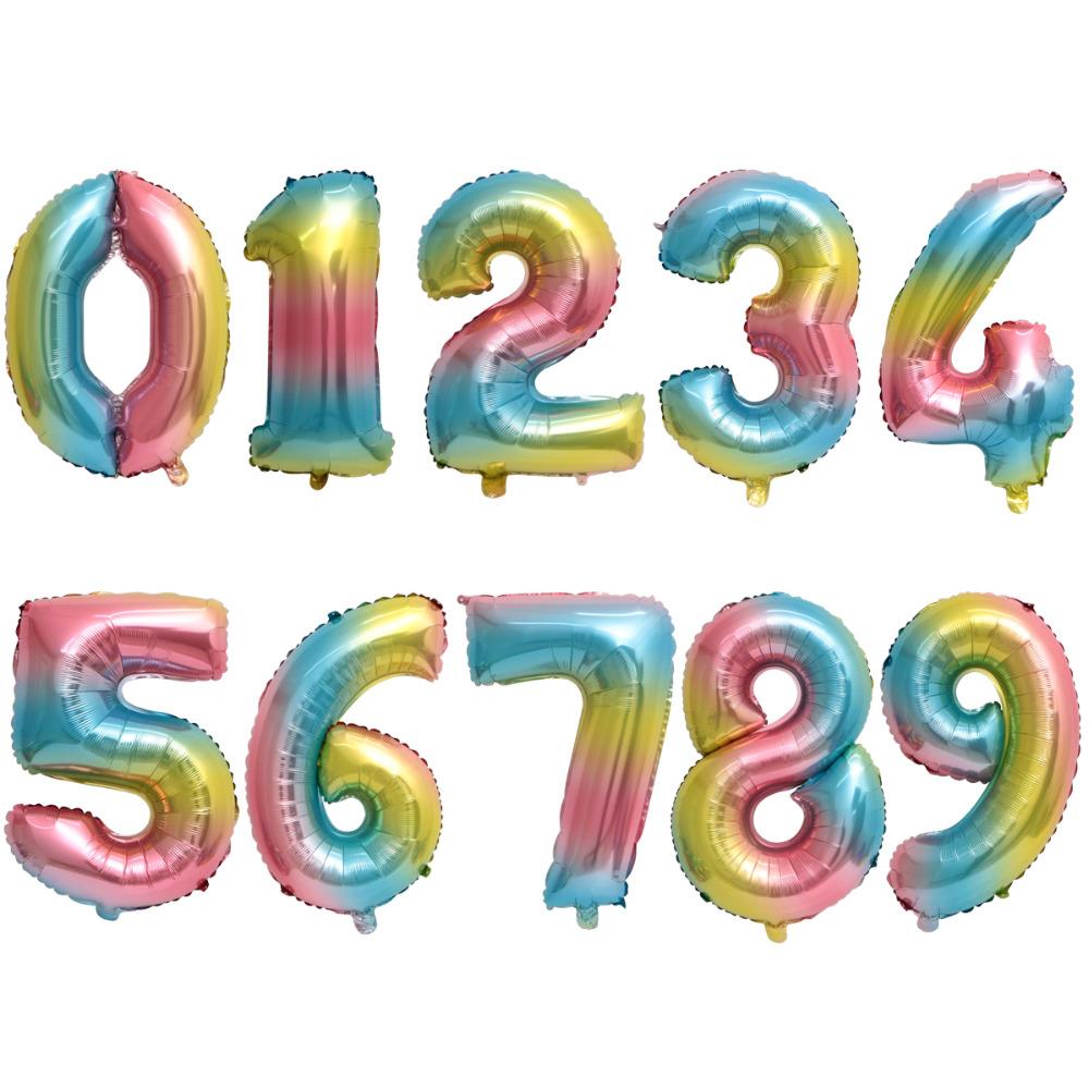 32" Rainbow Mylar Balloon, #0-9