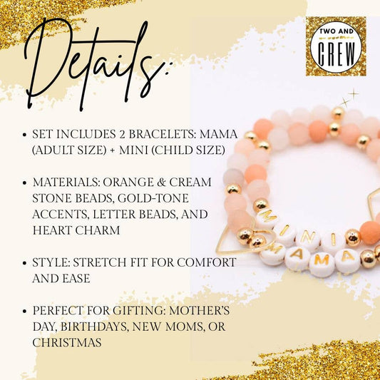 Mama MINI matching bracelet set - beaded jewelry, Motherhood