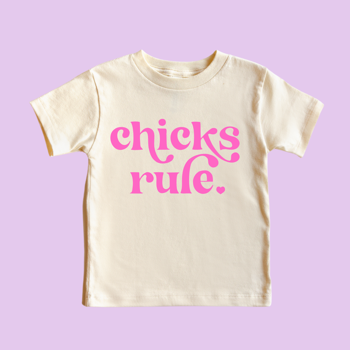 Chicks Rule Toddler and Youth Easter Shirt: Peach / Hot Pink / 4T