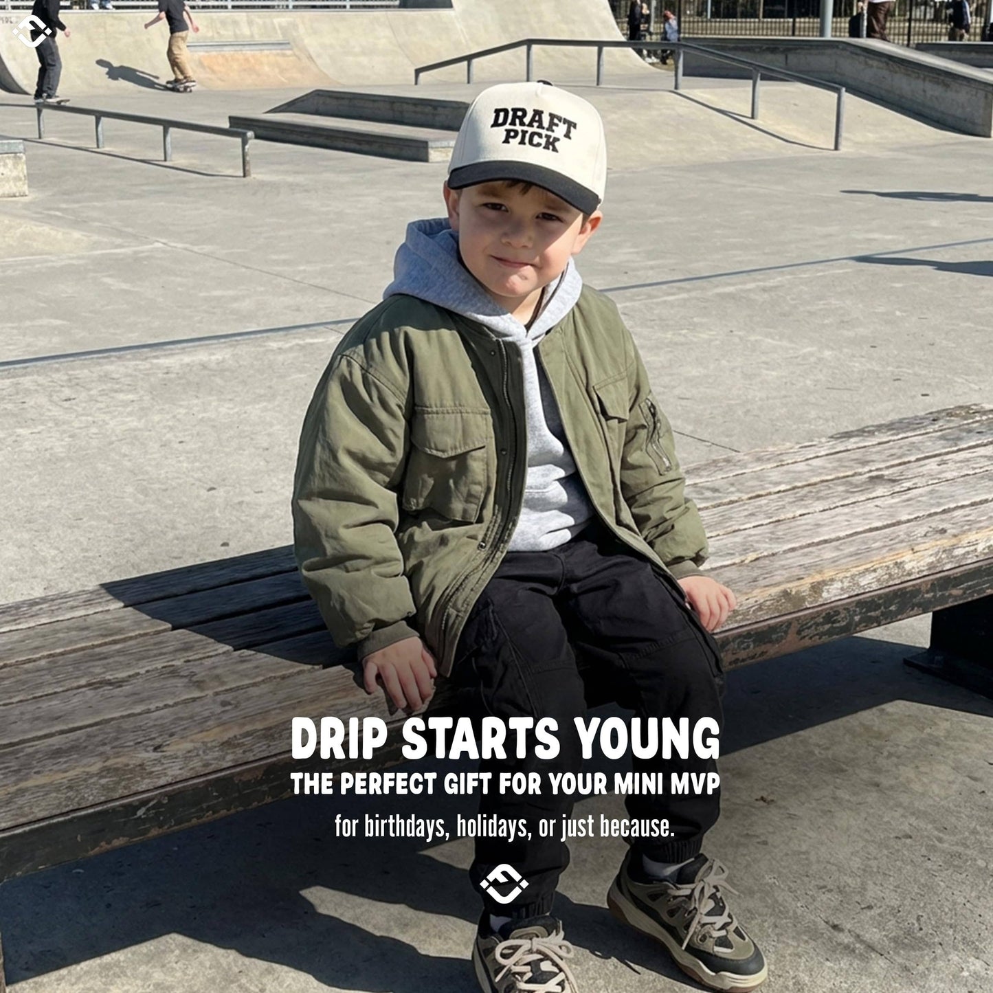 Kid/Baby 2-Tone Cap: Draft Pick - Black/Beige