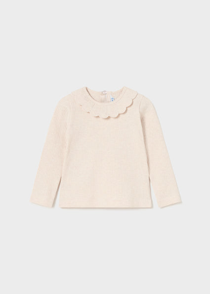 Ribbed Ruffle Neck T-Shirt