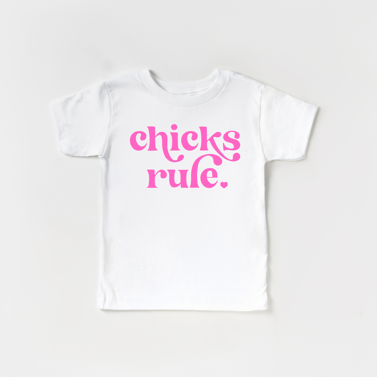 Chicks Rule Toddler and Youth Easter Shirt: Peach / Hot Pink / 4T
