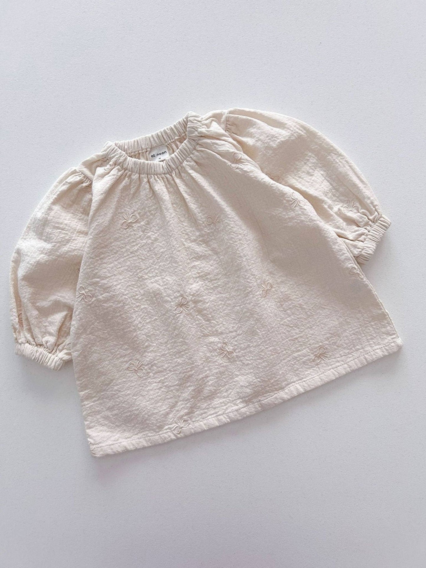 Bow Embroidery Gauze Cotton Dress