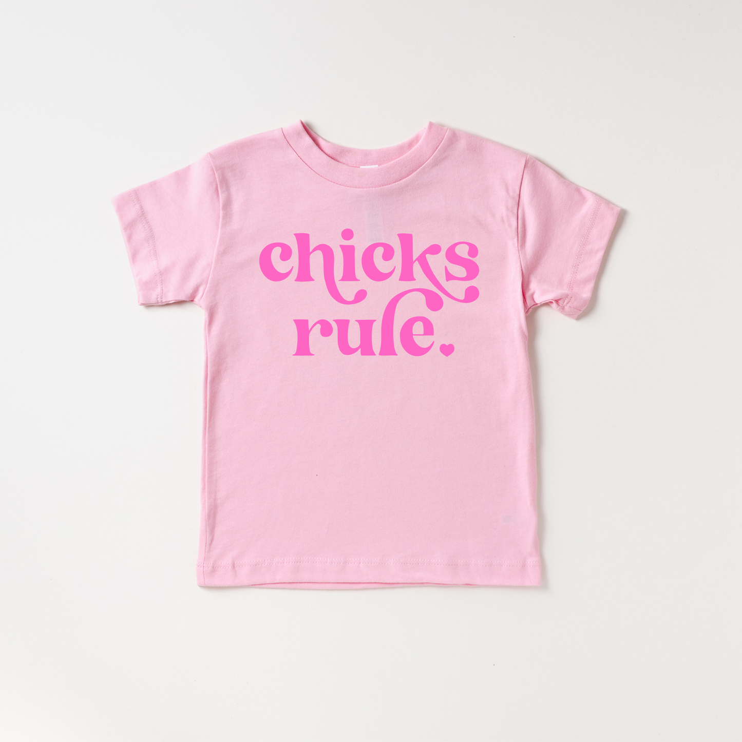 Chicks Rule Toddler and Youth Easter Shirt: Peach / Hot Pink / 3T