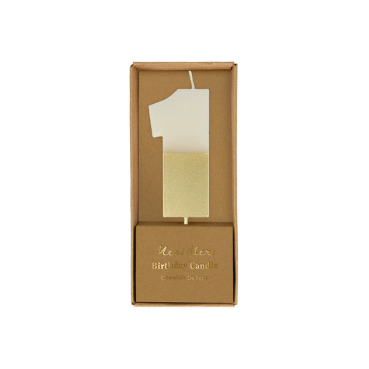 Meri Meri-Number 1 Candle -Gold Dipped