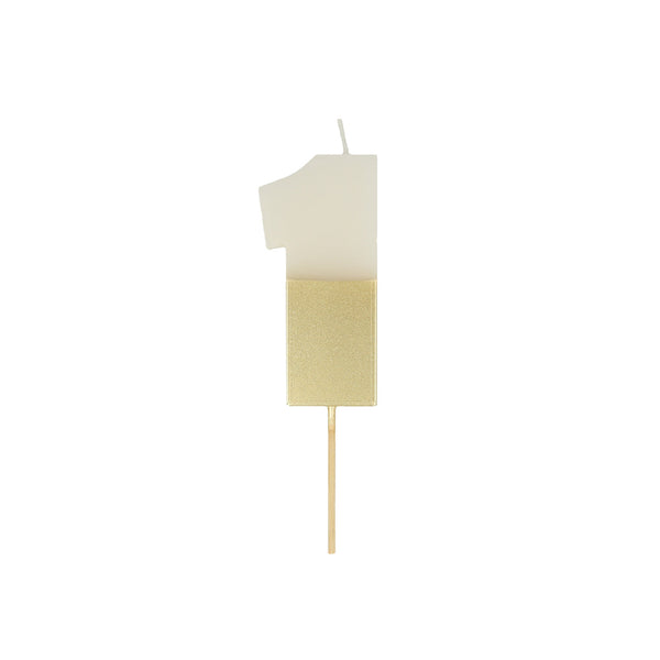 Meri Meri-Number 1 Candle -Gold Dipped