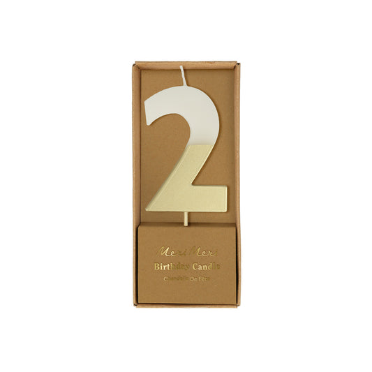 Meri Meri-Number 2 Candle -Gold Dipped