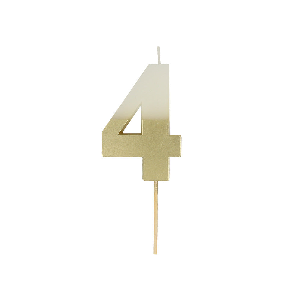 Meri Meri-Number 4 Candle - Gold Dipped