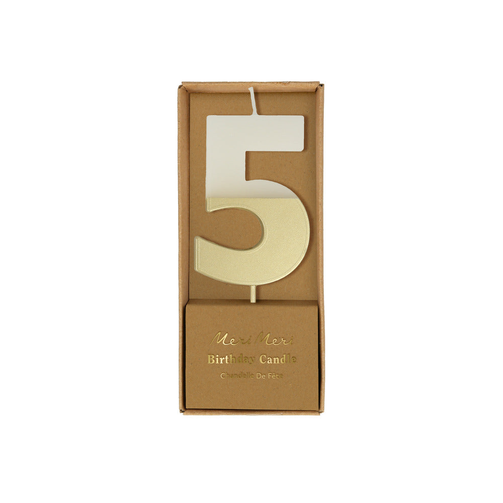 Meri Meri-Number 5 Candle - Gold Dipped