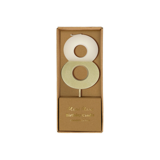 Meri Meri-Number 8 Candle - Gold Dipped