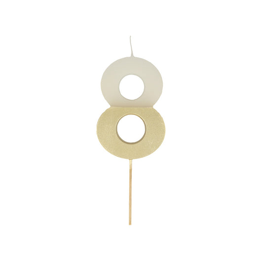 Meri Meri-Number 8 Candle - Gold Dipped