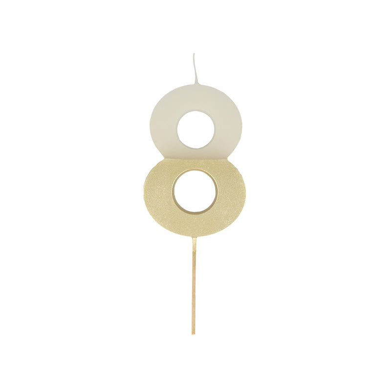 Meri Meri-Number 8 Candle - Gold Dipped