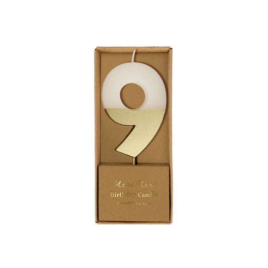 Meri Meri-Number 9 Candle - Gold Dipped