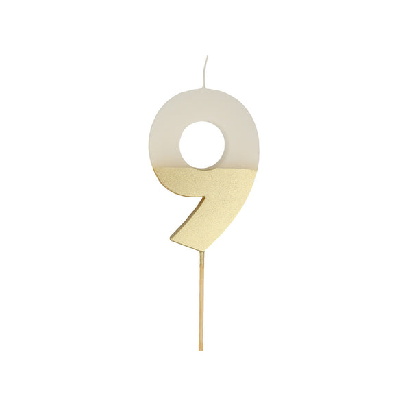 Meri Meri-Number 9 Candle - Gold Dipped