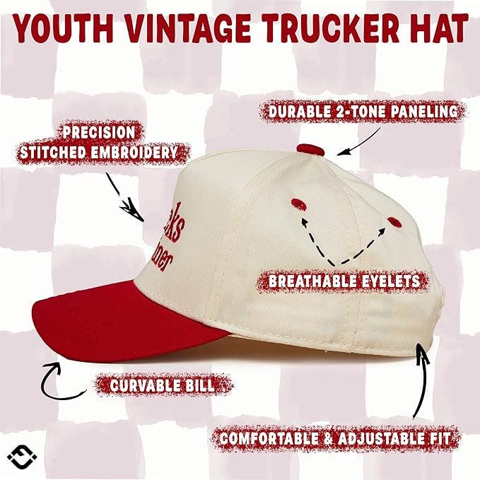 Kid/Baby 2-Tone Cap: Snacks for Dinner- Red/Beige