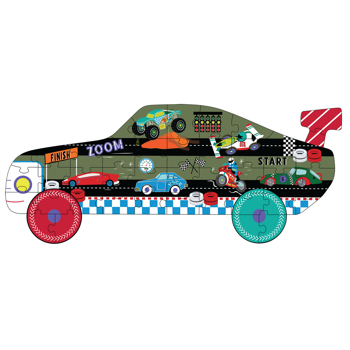Cars 40pc "Racing Car" Shaped Jigsaw Puzzle with Shaped Box