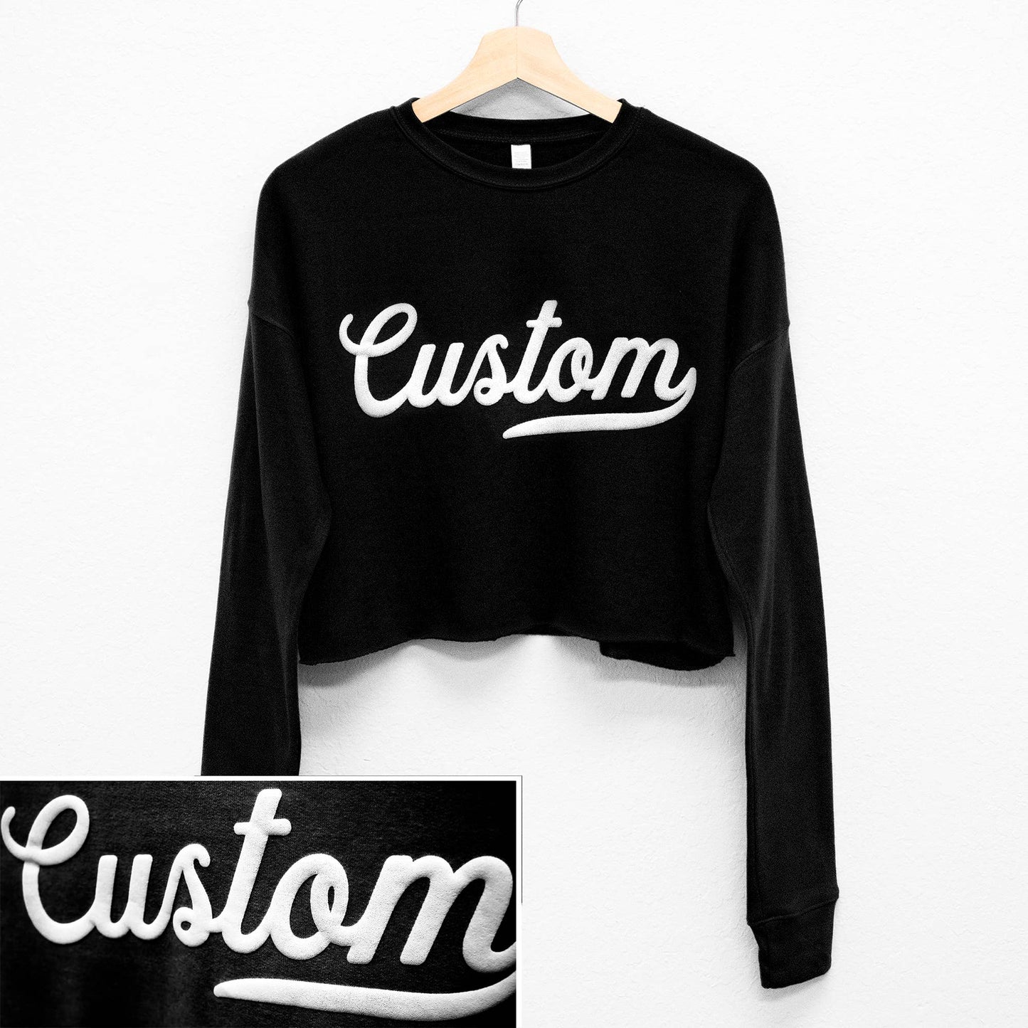 CUSTOM Small Business Embossed Puff Print Cropped Sweater