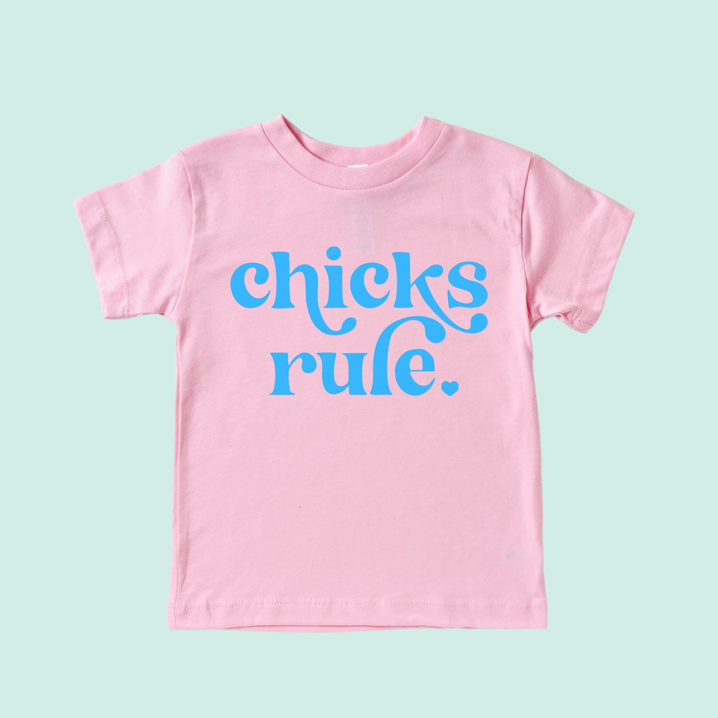 Chicks Rule Toddler and Youth Easter Shirt: Peach / Hot Pink / 3T