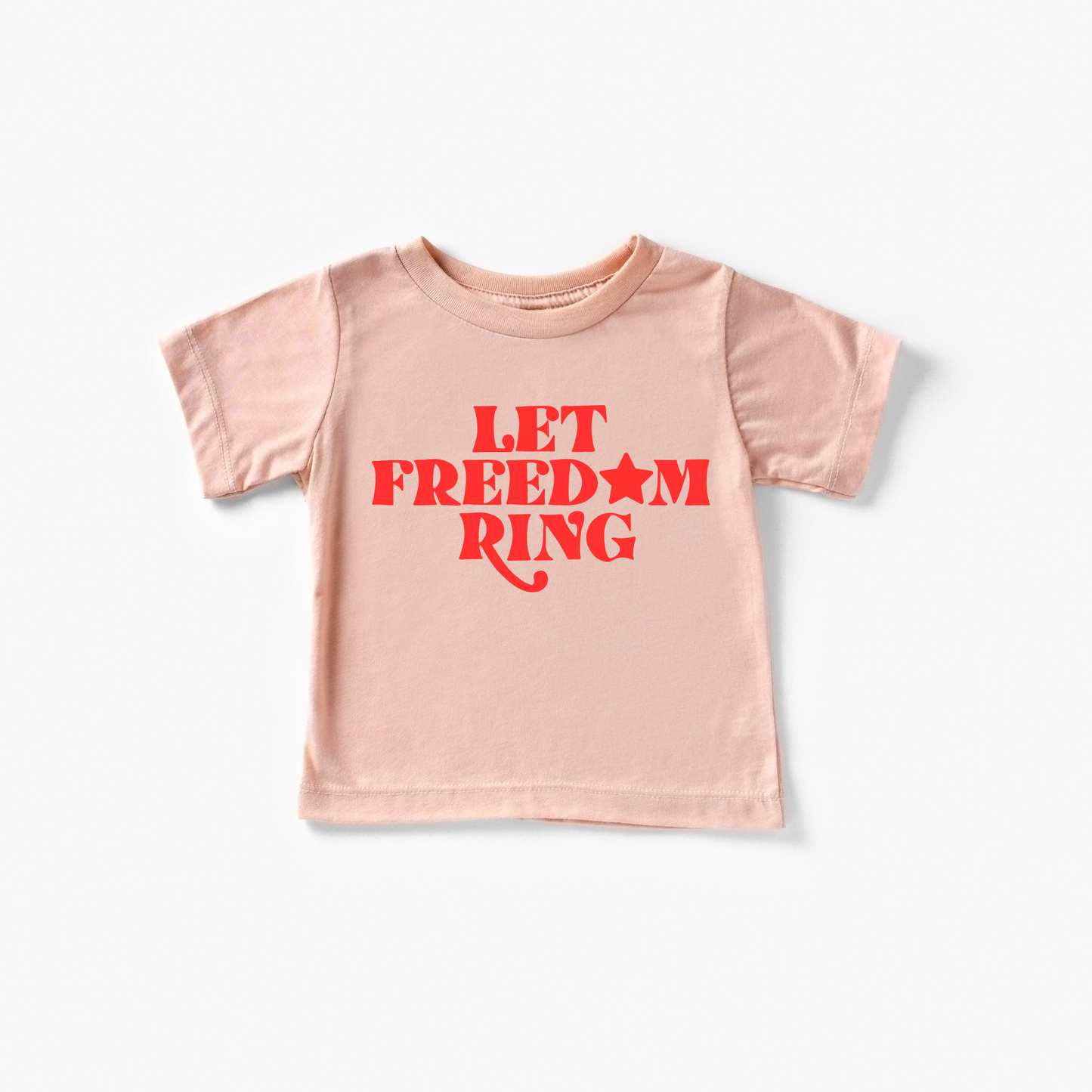 Let Freedom Ring. Toddler and Youth 4th of July Shirt: 2T / Ice Blue / Red