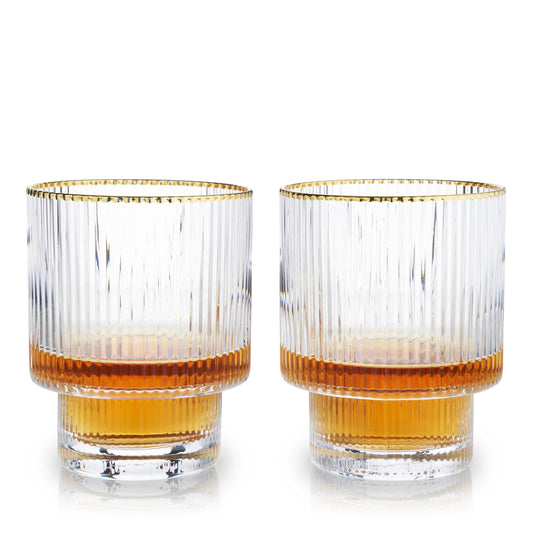 Meridian Gold-Rimmed Crystal Tumblers - Set of 2