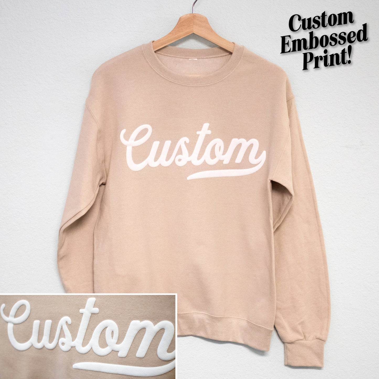 CUSTOM Small Business Embossed Puff Print Unisex Sweatshirt