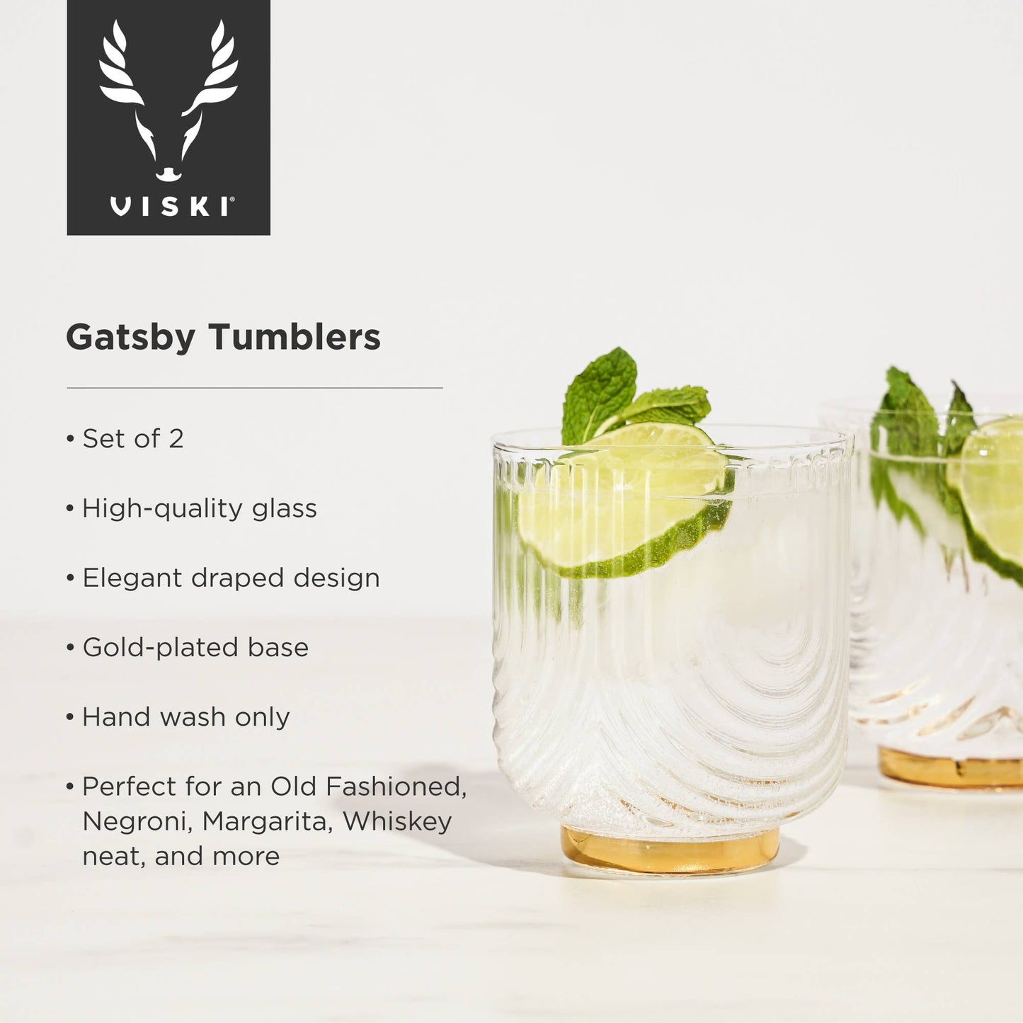 Gatsby Gold-Plated Glass Tumblers - Set of 2