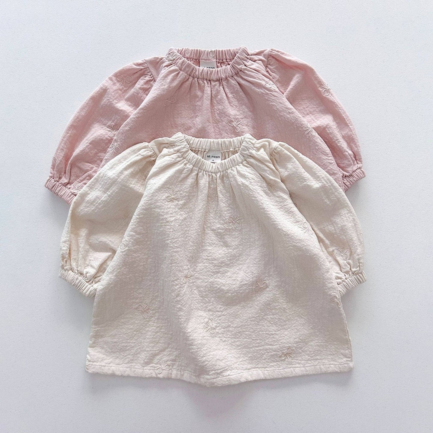 Bow Embroidery Gauze Cotton Dress