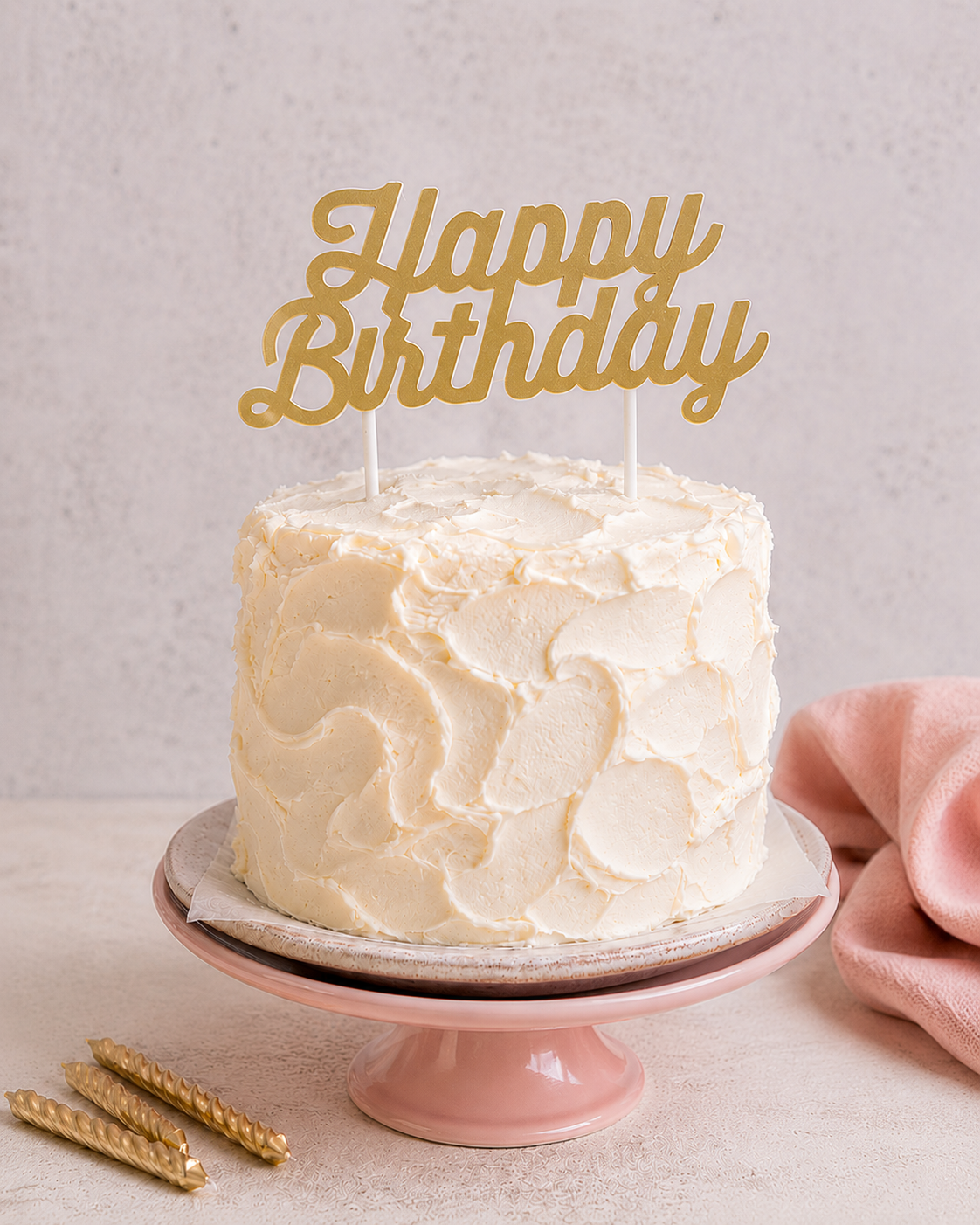 Gold Happy Birthday Candle