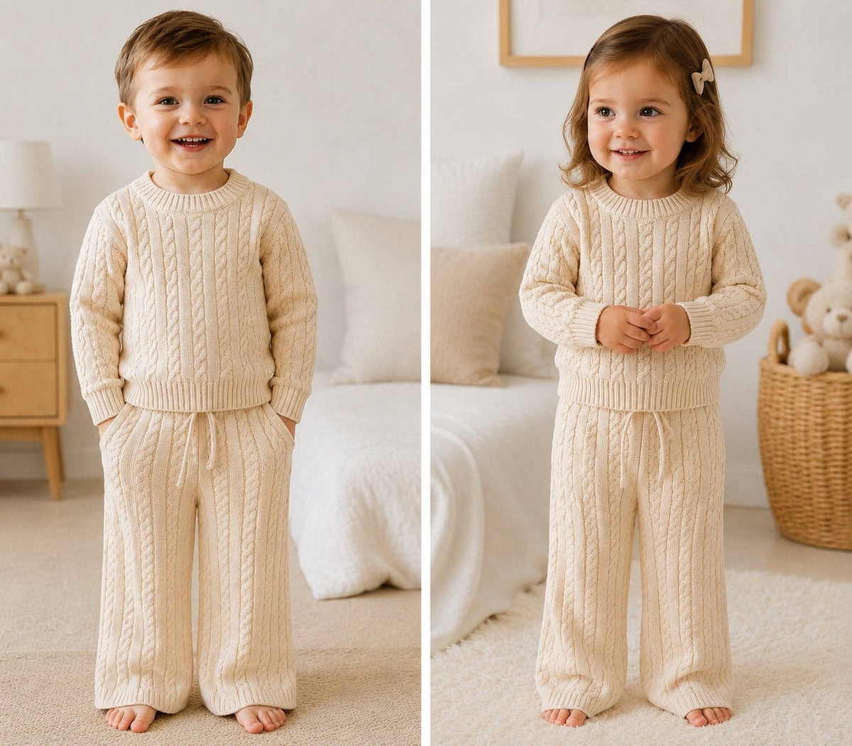 Ivory Cable Knit Set