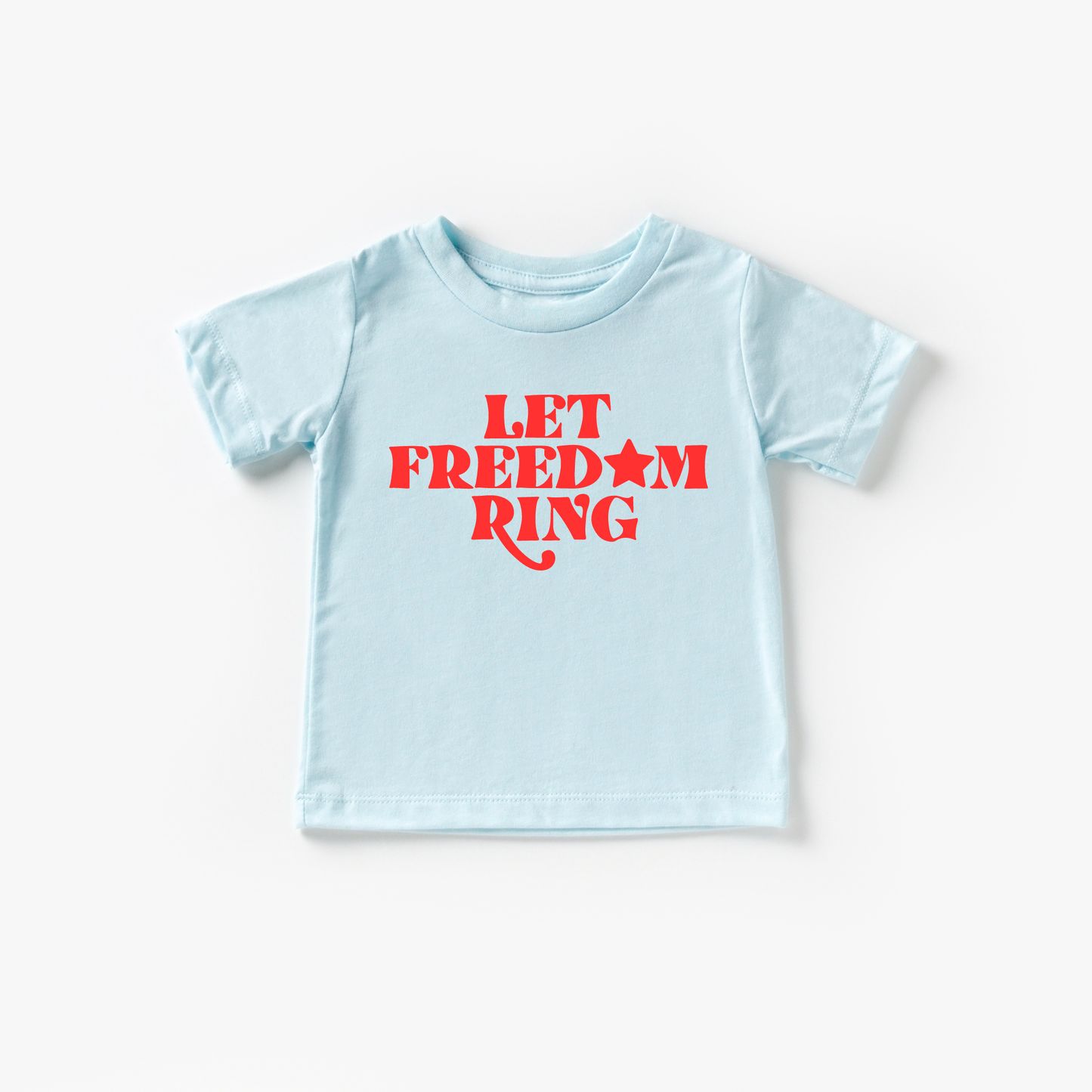Let Freedom Ring. Toddler and Youth 4th of July Shirt: 5T / Ice Blue / Red