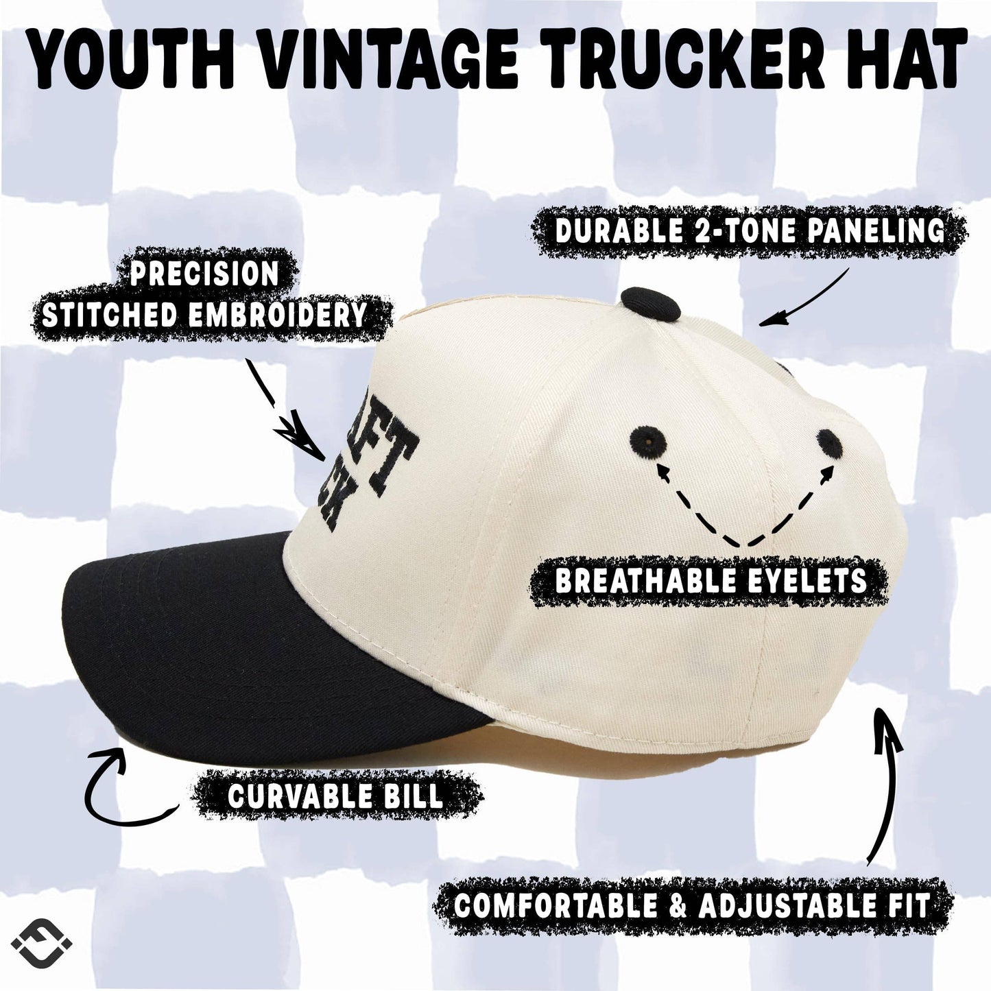 Kid/Baby 2-Tone Cap: Draft Pick - Black/Beige