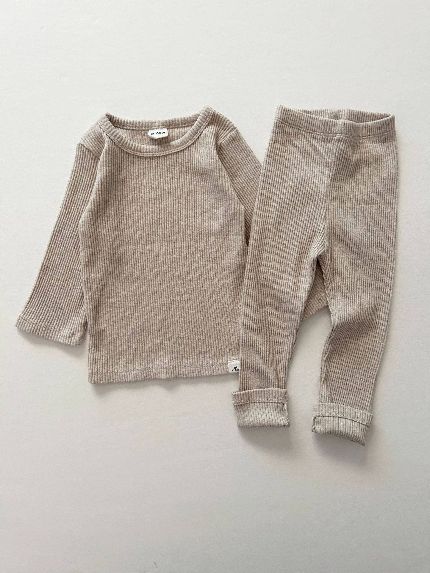 Ribbed Long Sleeve Top and Leggings Set